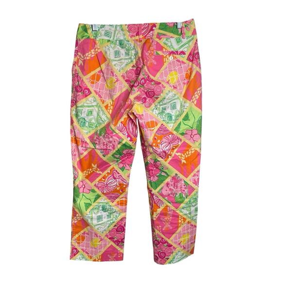 Lilly Pulitzer Pink Green Palm Beach Patchwork Cropped Pants‎ Size 4 Preppy - Picture 2 of 14